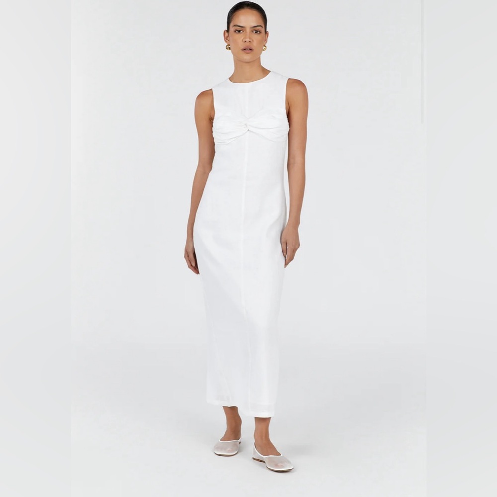 Dissh Bertie White Linen Midi Dress